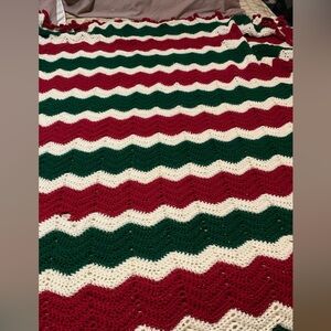 Red, Green, and White Chevron Blanket